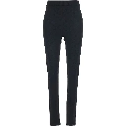 Black Leggings with Ribbed Waist and All-Over GG Embroidery in Viscose Blend Women