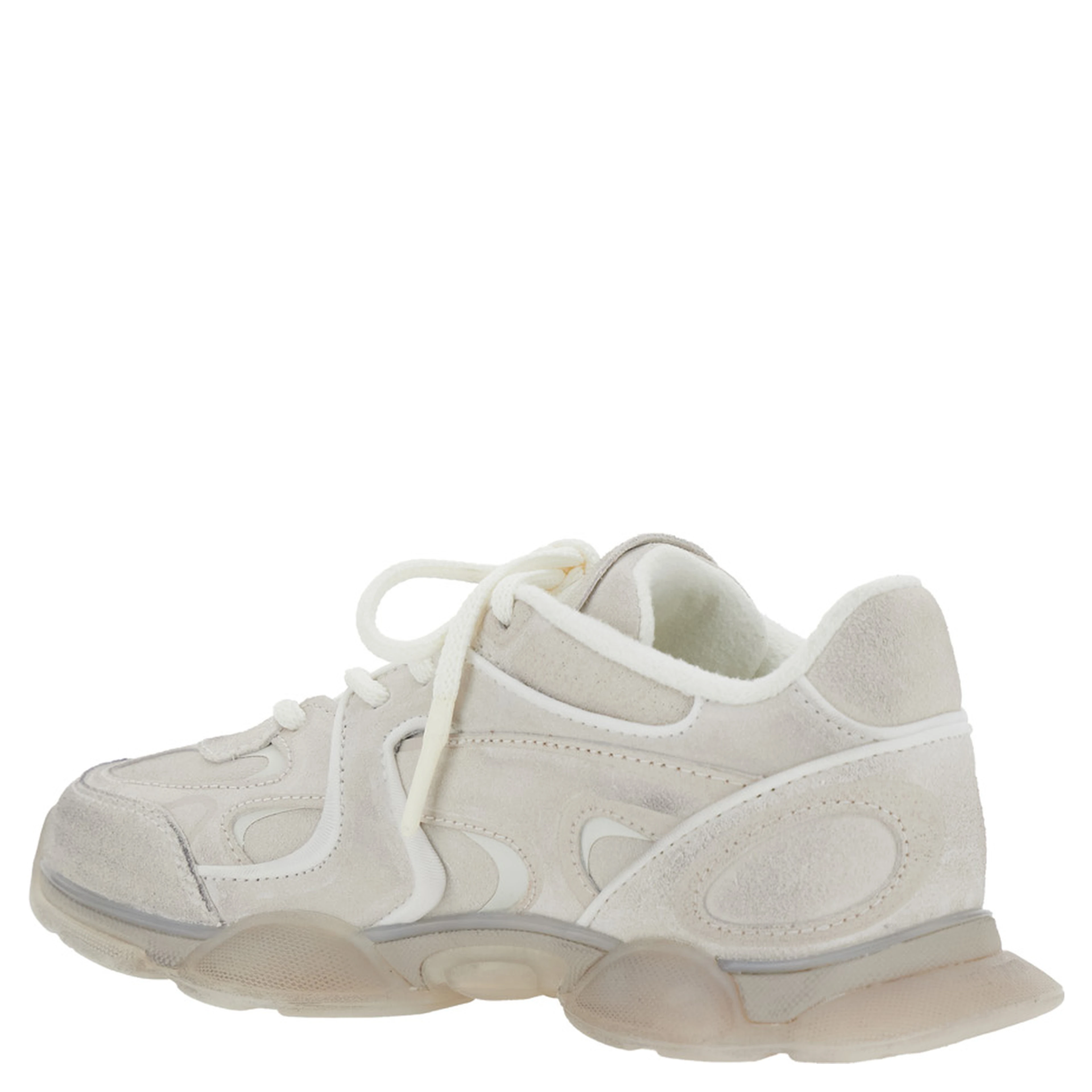 Eris White Low Top Sneakers with Logo Patch on the Tongue in Leather and Fabric Woman