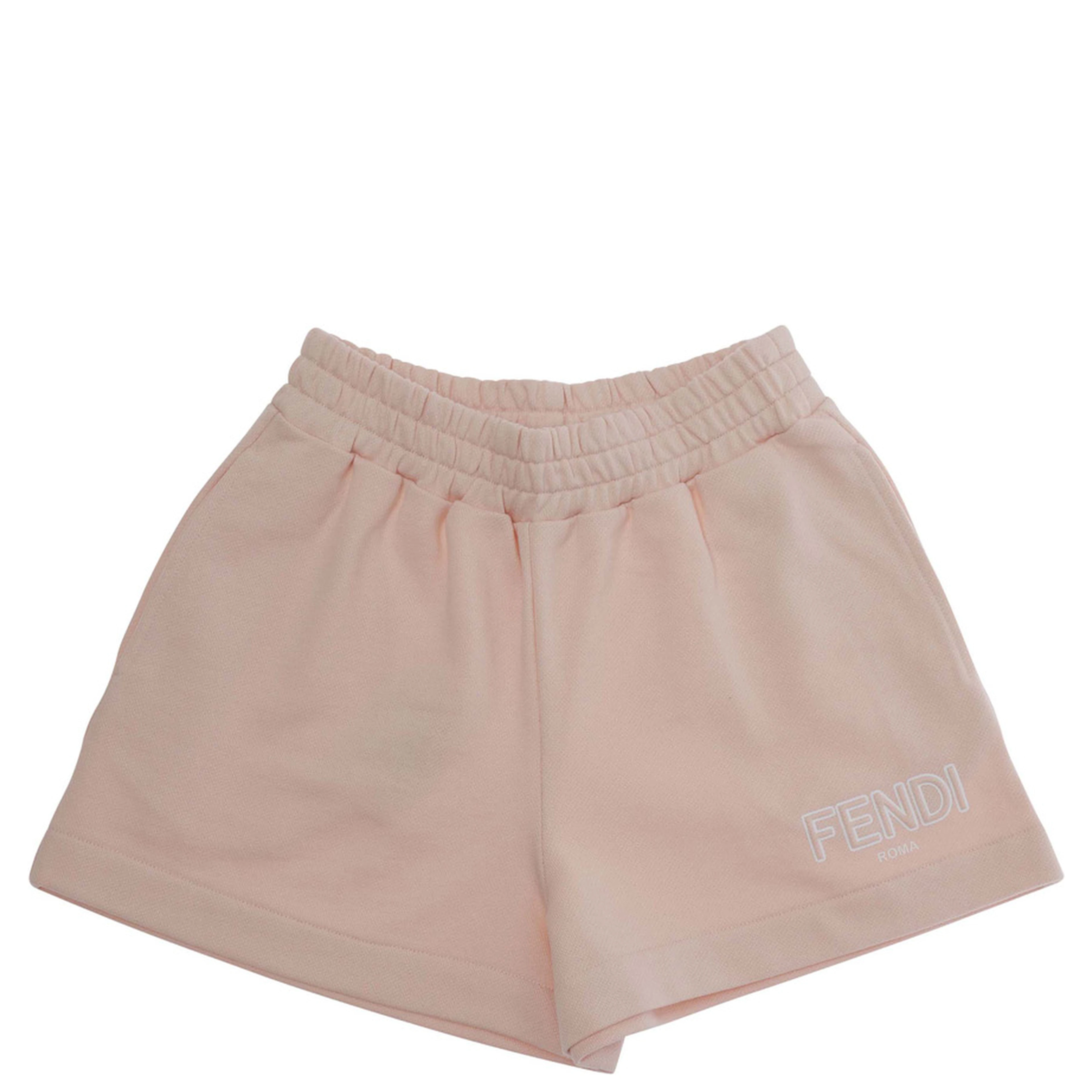 Shorts "JFF3845V0F1UL9" Pink with Elastic Waist and Logo Lettering on the Front in Cotton for Girls