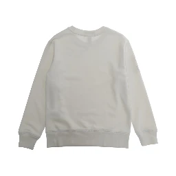 KNIT-PULLOVER-SWEATSHIRT White Long Sleeve Sweater with Round Neck and Embroidered Logo for Men