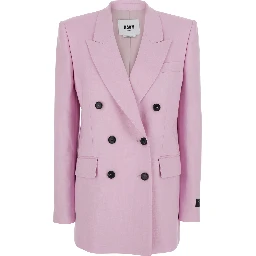 Pink Jacket with notched revers and logo patch on the sleeve in Viscose Woman