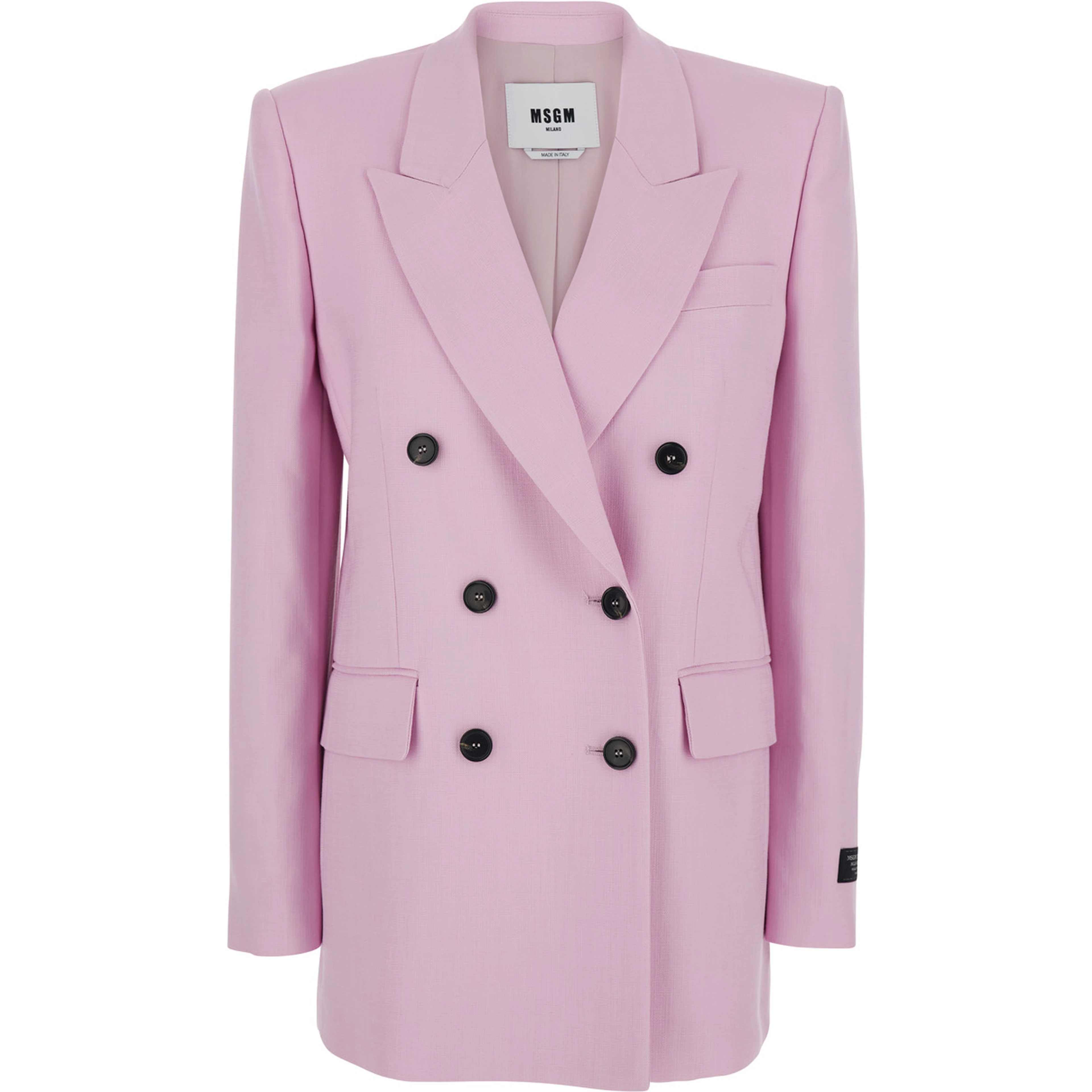 Pink Jacket with notched revers and logo patch on the sleeve in Viscose Woman