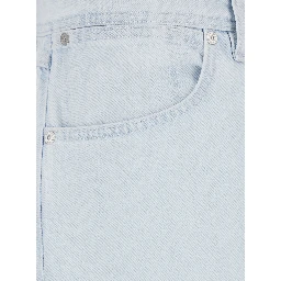 Light Blue Jeans with Logo Patch on the Back and Belt Loops in Denim for Men
