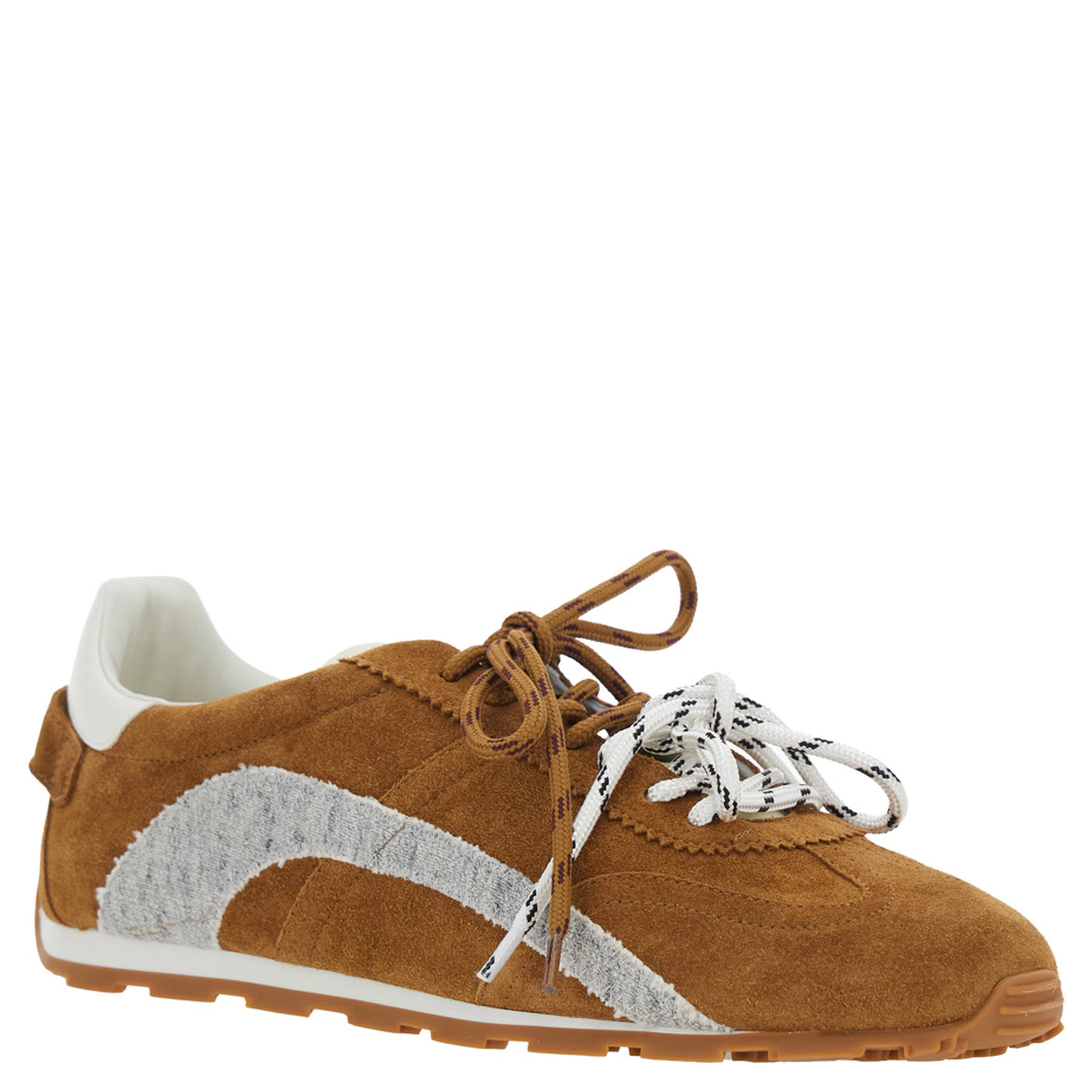 DC-642 Brown Low Top Sneakers with Logo Patch on the Tongue and Back in Brown Suede for Men