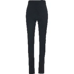 Black Leggings with Ribbed Waist and All-Over GG Embroidery in Viscose Blend Women