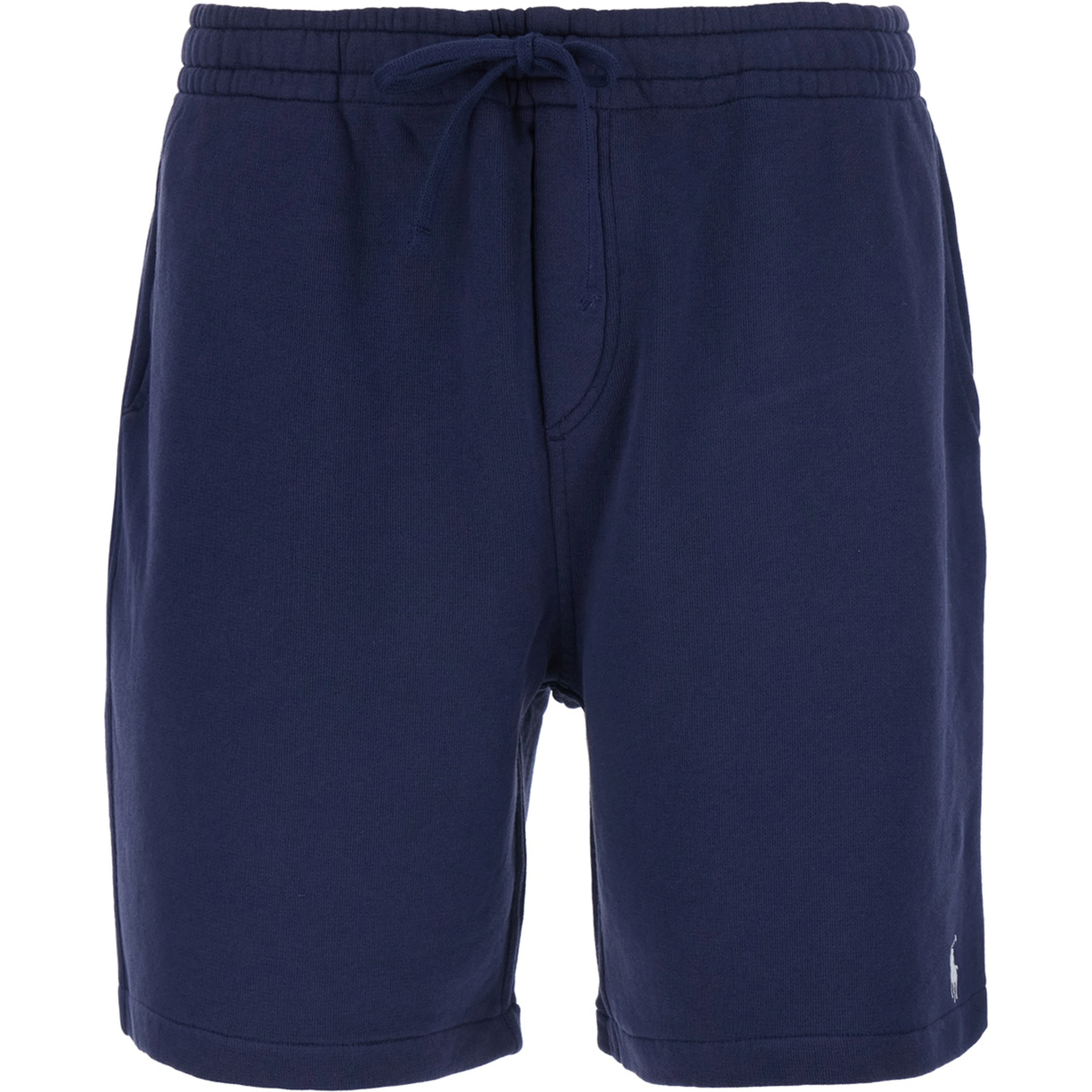 Blue Bermuda Shorts with elasticated waist and drawstring and Pony embroidery on the front in cotton for men