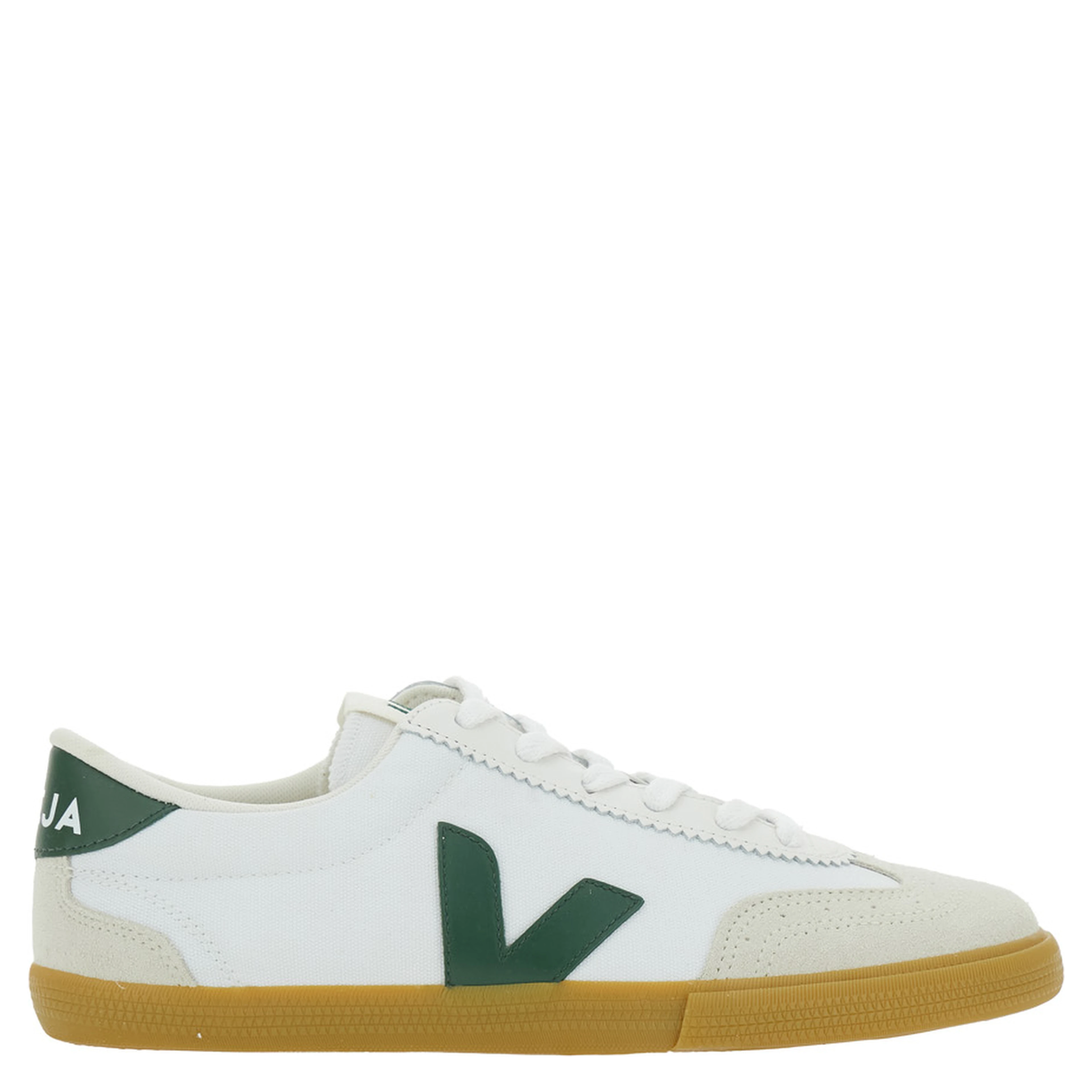 Volley White Low Top Sneakers with Patch Logo on the Side and Logo Lettering on the Rear in Canvas Unisex