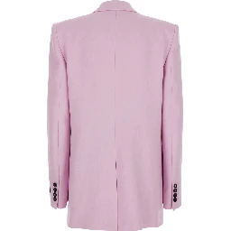 Pink Jacket with notched revers and logo patch on the sleeve in Viscose Woman