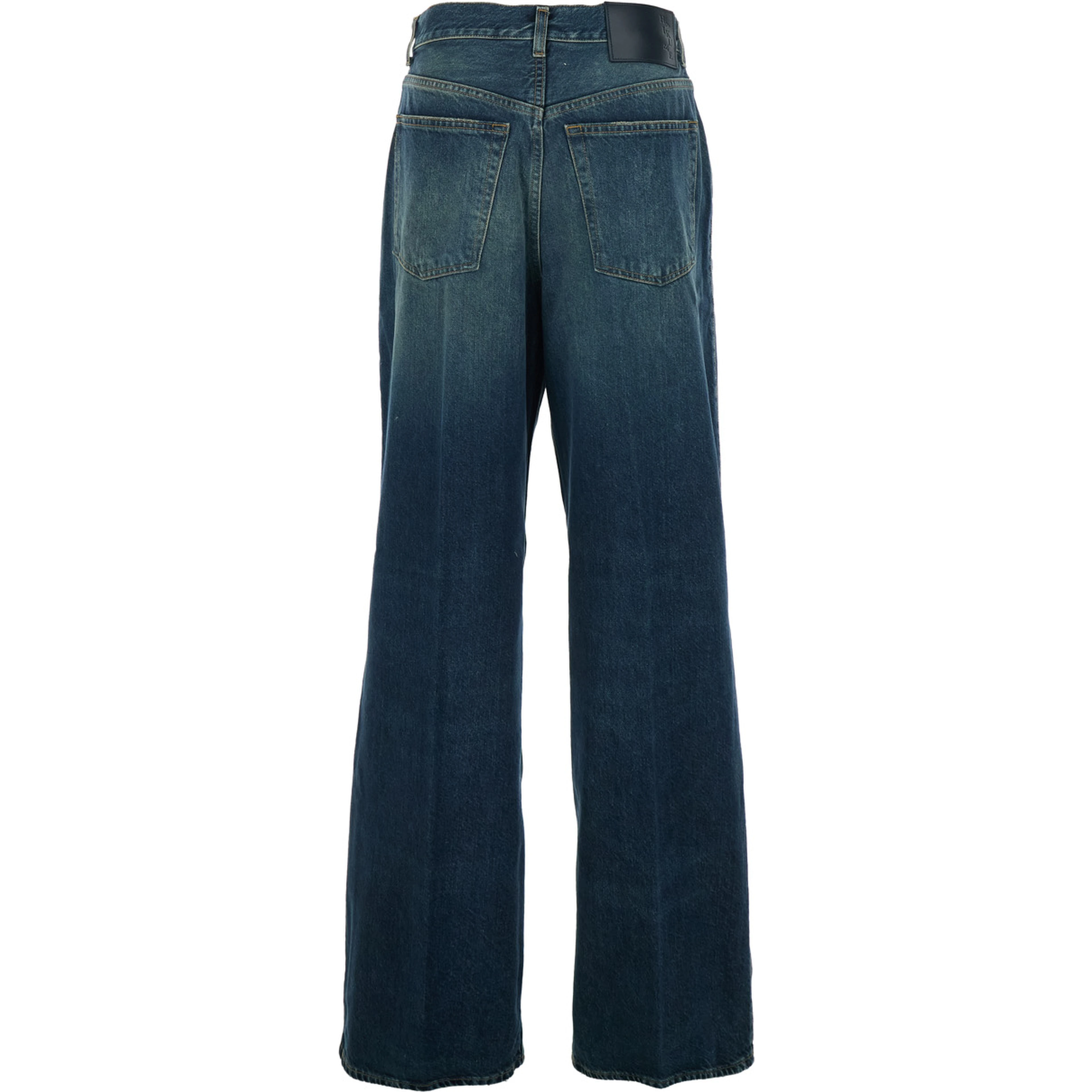 Blue Jeans with Logo Patch on the Back and Faded Effect in Blue Denim for Women