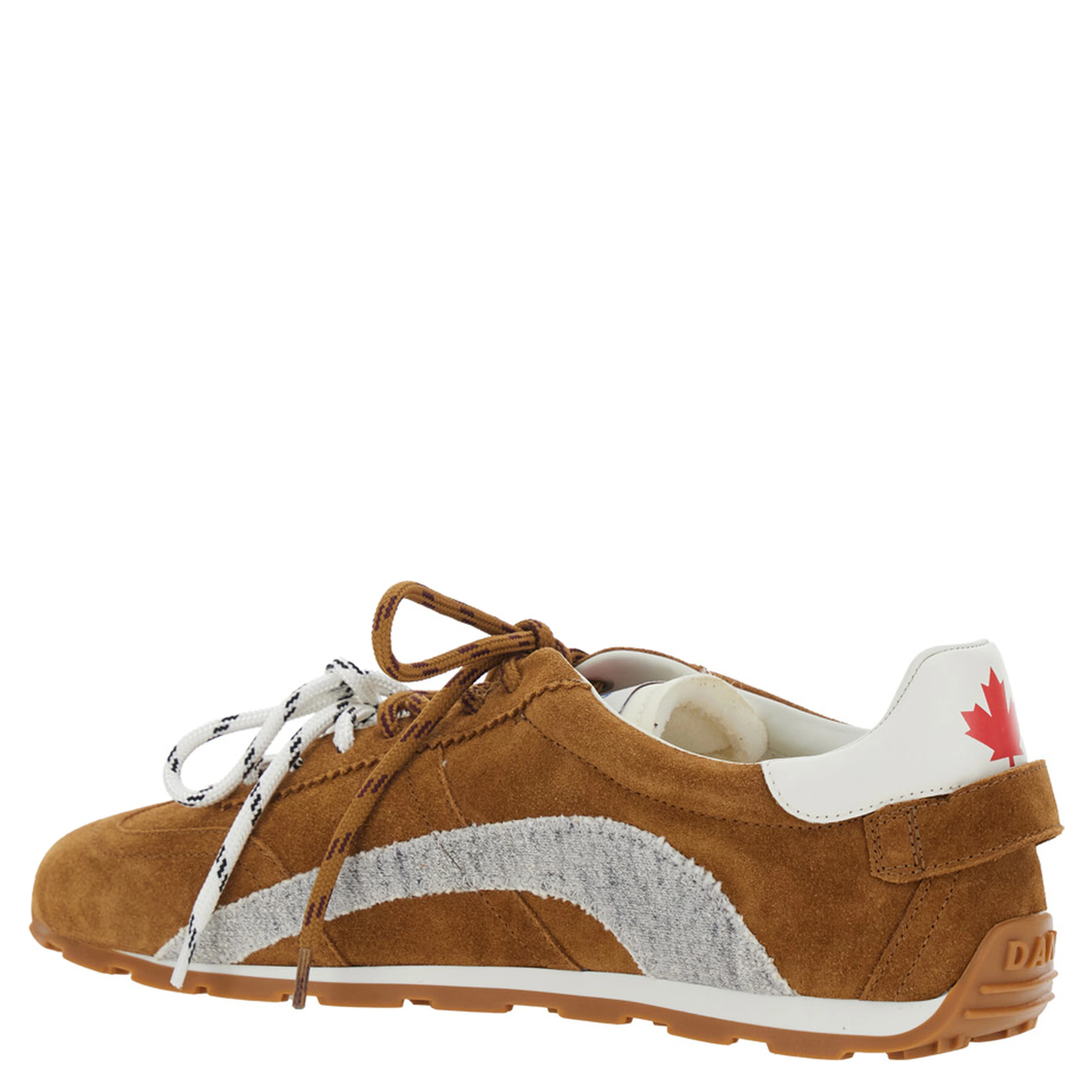 DC-642 Brown Low Top Sneakers with Logo Patch on the Tongue and Back in Brown Suede for Men