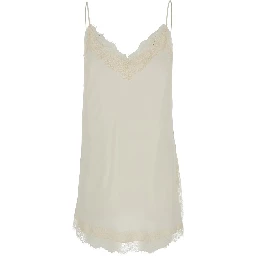 White Lace Camisole with Lace Details - Viscose - Women