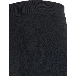 Black Leggings with Ribbed Waist and All-Over GG Embroidery in Viscose Blend Women