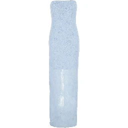 Light blue Long dress with all-over floral motif and back closure in Tech Fabric woman