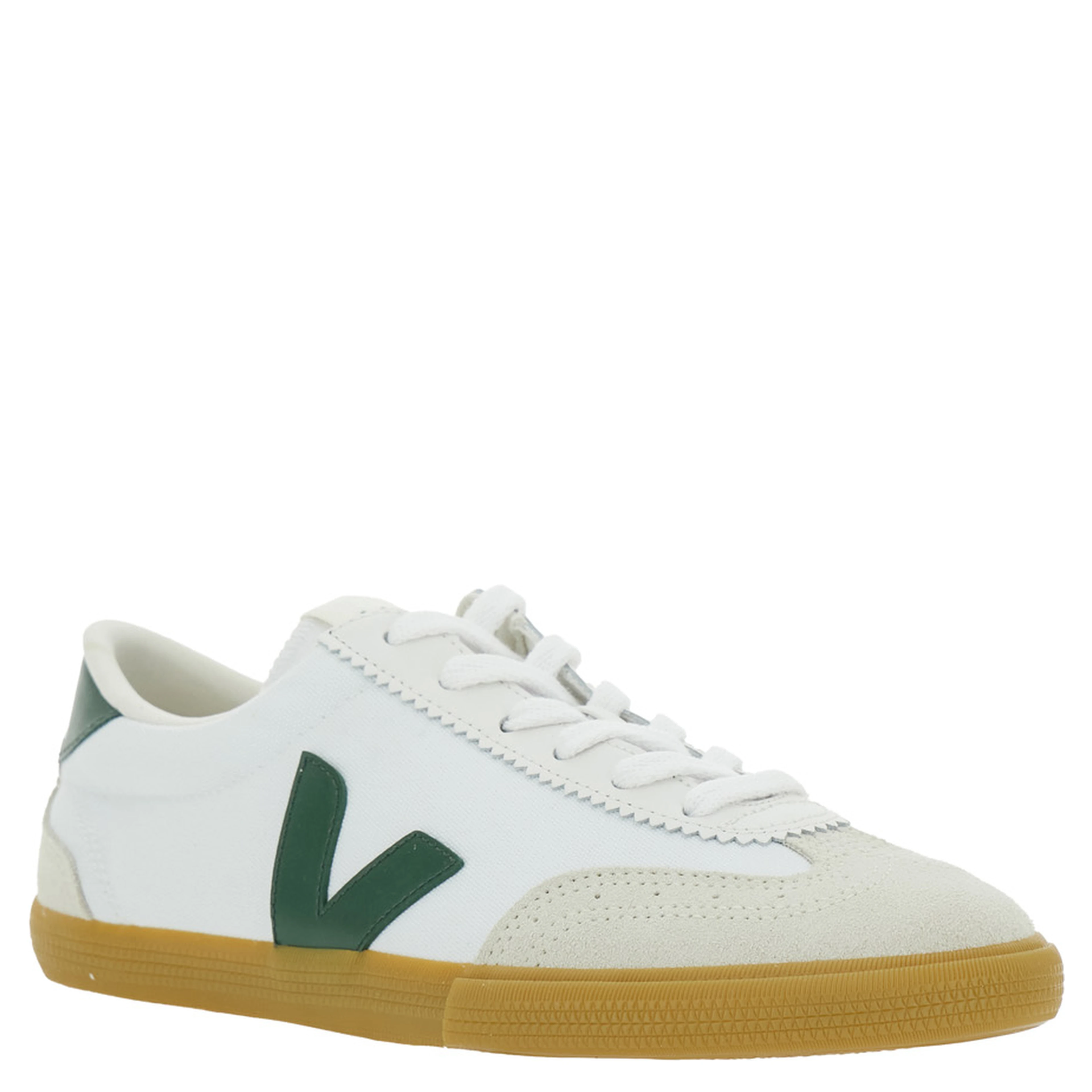 Volley White Low Top Sneakers with Patch Logo on the Side and Logo Lettering on the Rear in Canvas Unisex