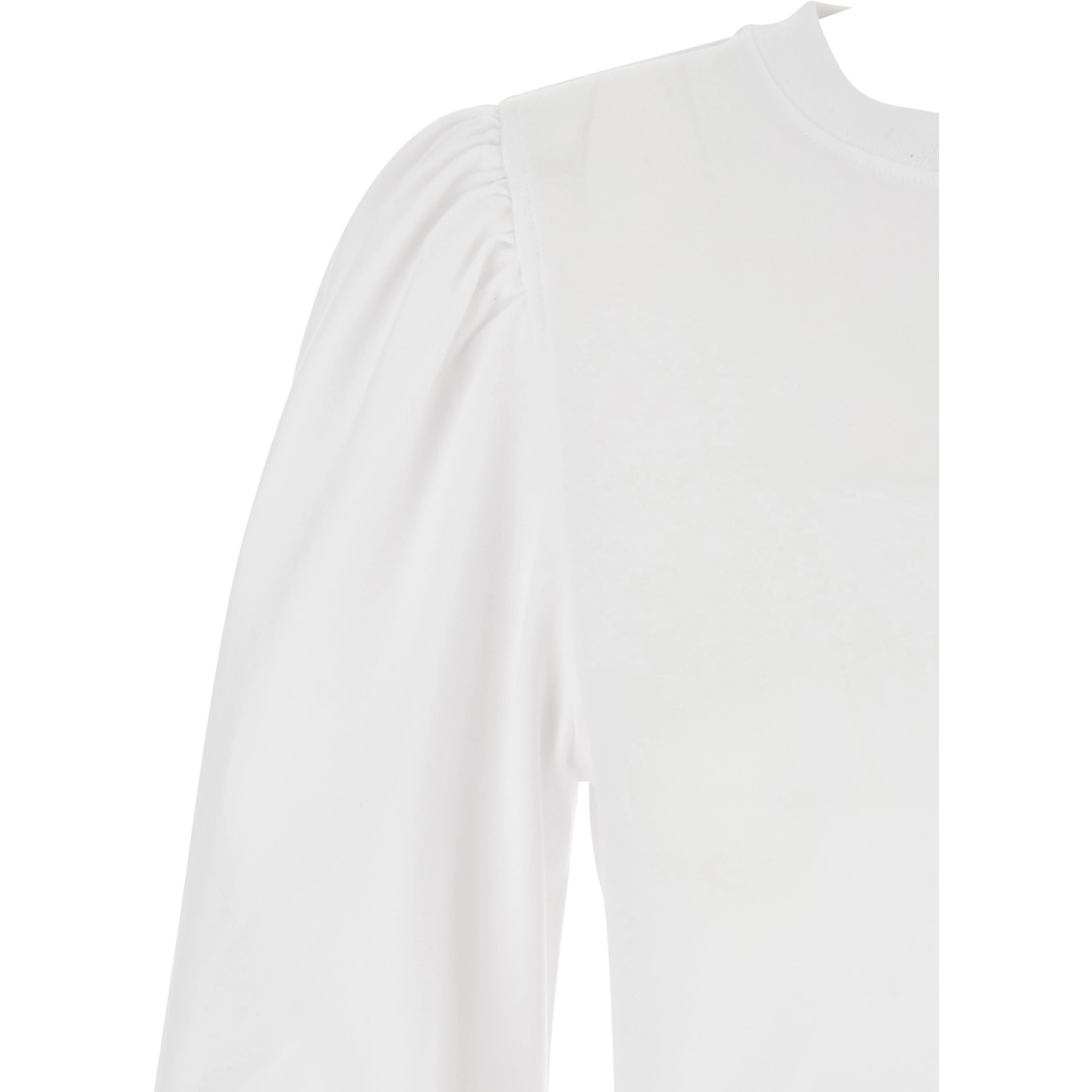 Mylda White Crew Neck Dress with Pleated Details in Cotton Woman