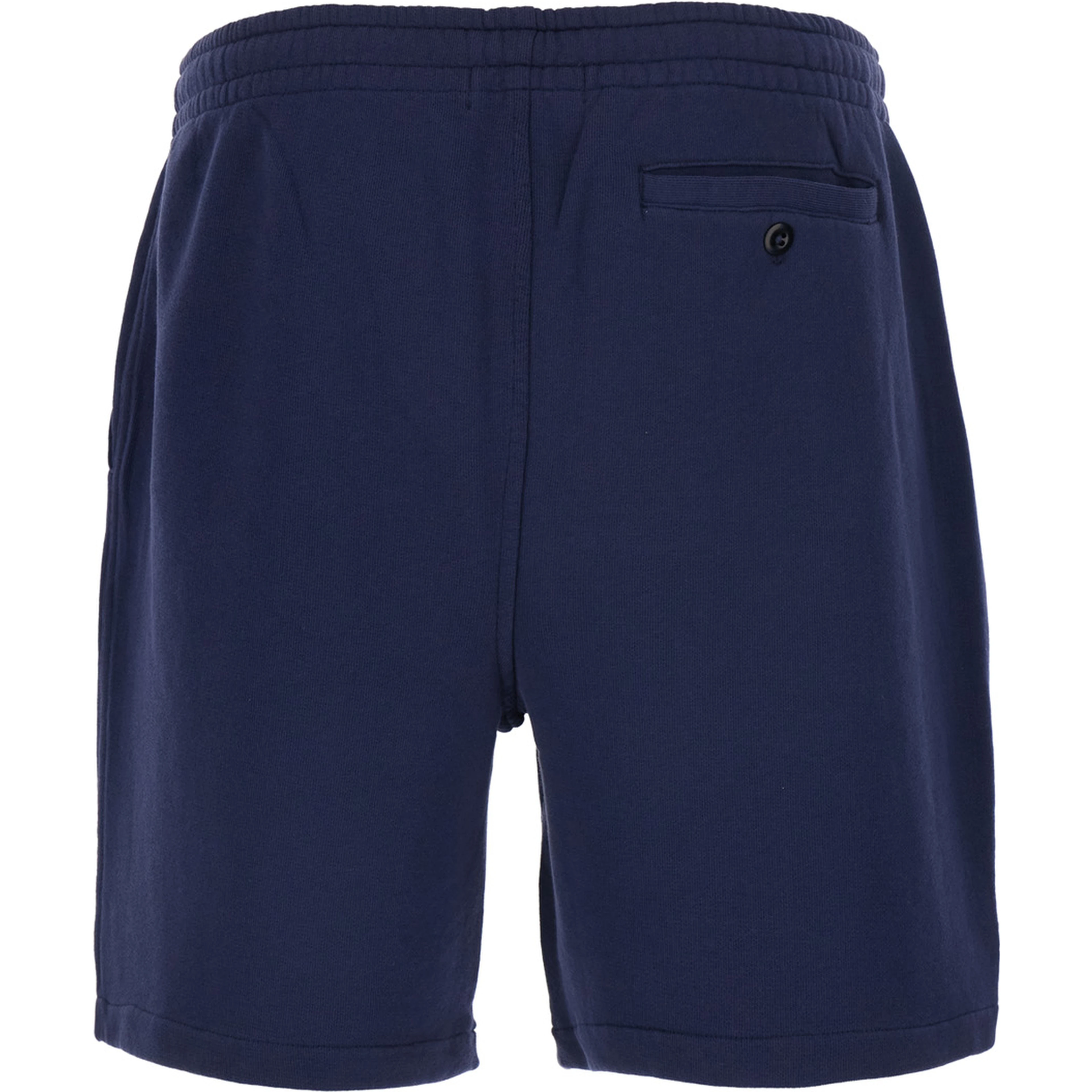 Blue Bermuda Shorts with elasticated waist and drawstring and Pony embroidery on the front in cotton for men