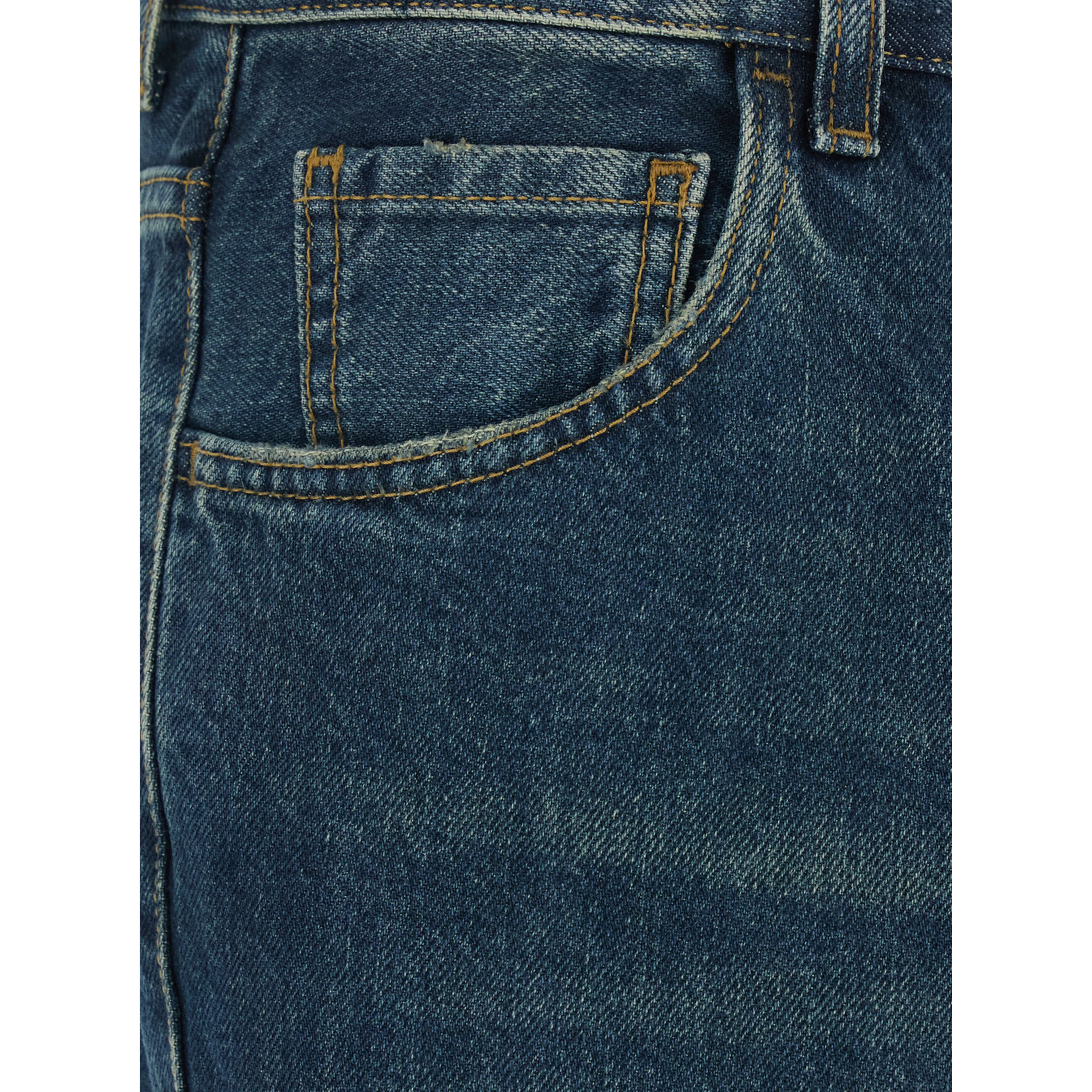 Blue Jeans with Logo Patch on the Back and Faded Effect in Blue Denim for Women