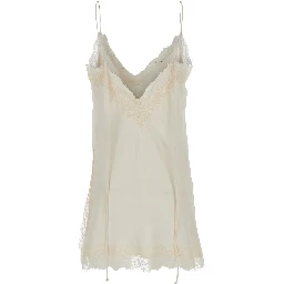 White Lace Camisole with Lace Details - Viscose - Women