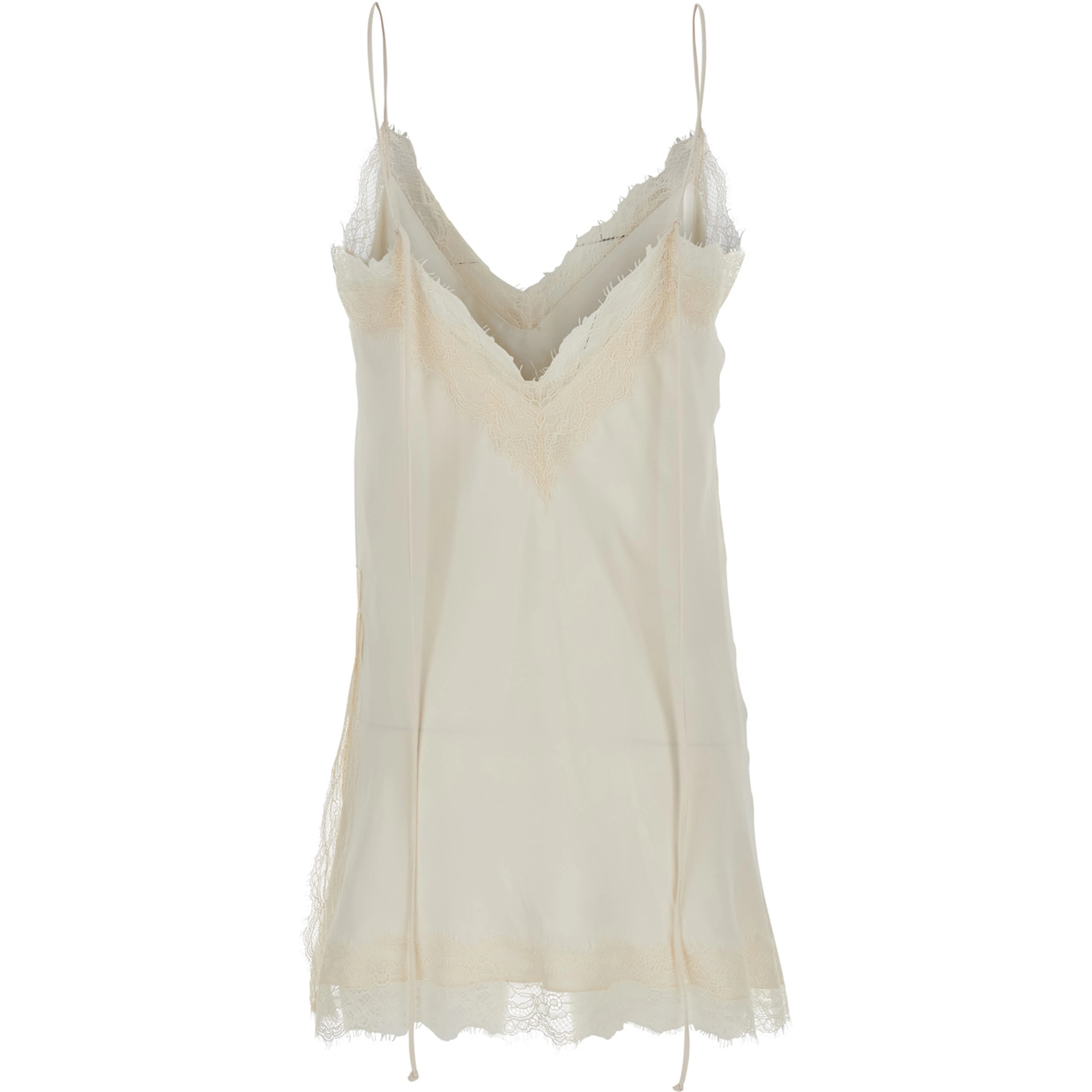White Lace Camisole with Lace Details - Viscose - Women