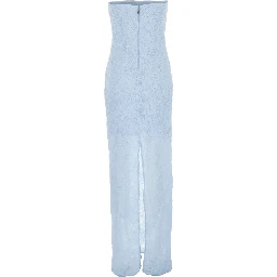 Light blue Long dress with all-over floral motif and back closure in Tech Fabric woman