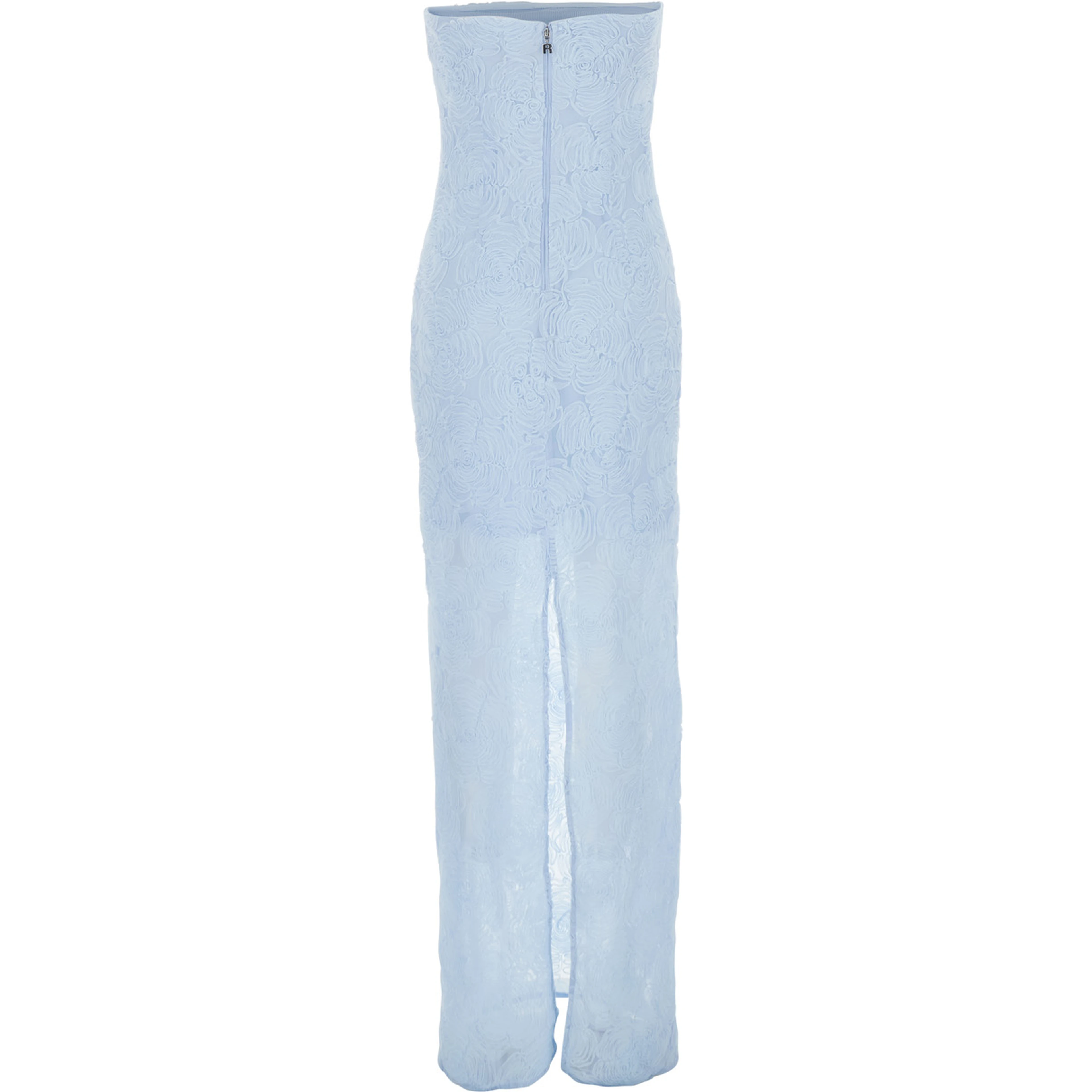 Light blue Long dress with all-over floral motif and back closure in Tech Fabric woman