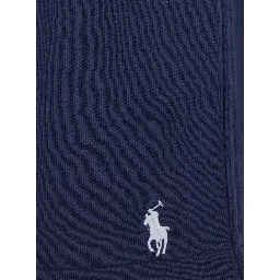 Blue Bermuda Shorts with elasticated waist and drawstring and Pony embroidery on the front in cotton for men