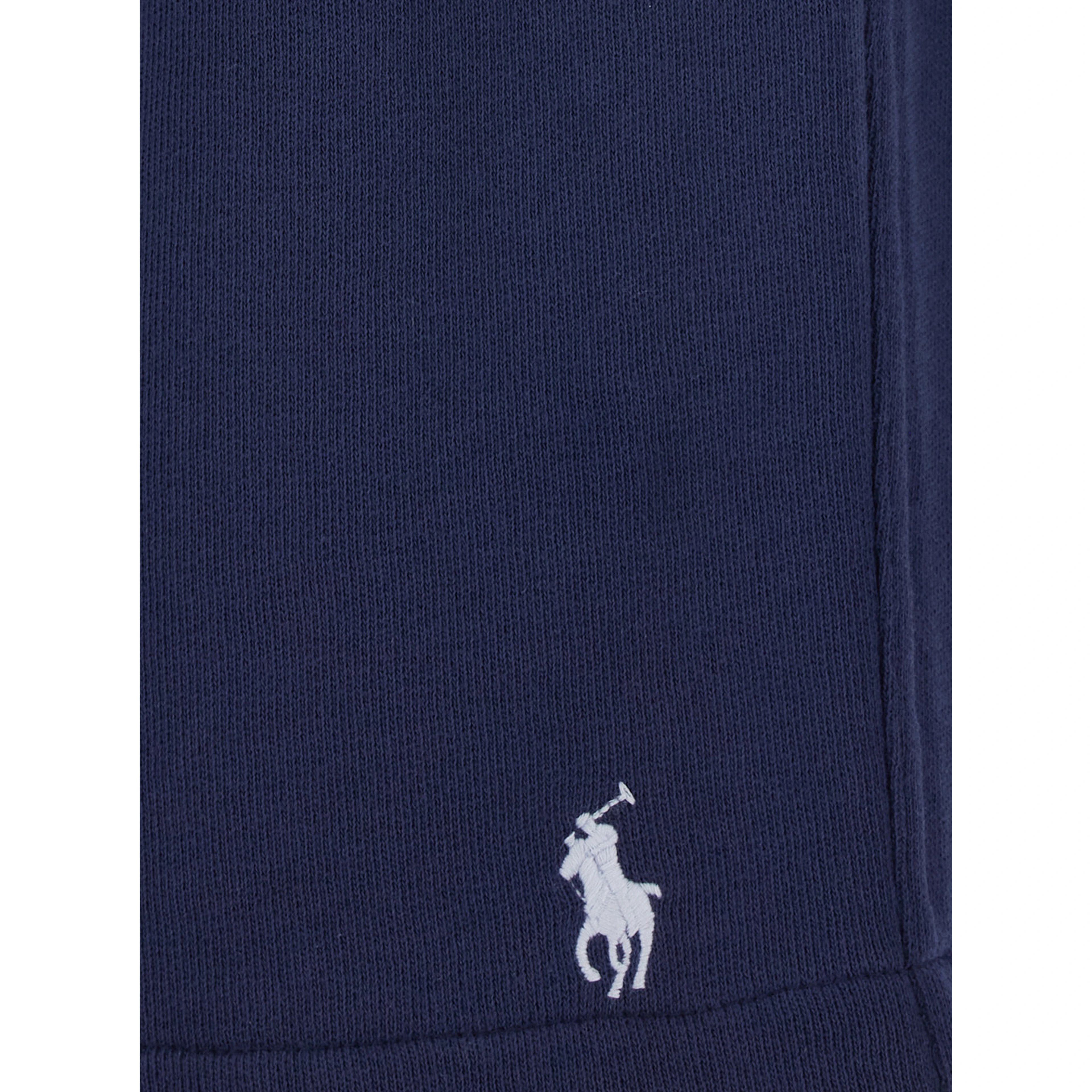 Blue Bermuda Shorts with elasticated waist and drawstring and Pony embroidery on the front in cotton for men