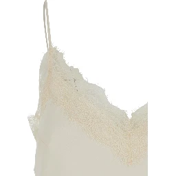 White Lace Camisole with Lace Details - Viscose - Women