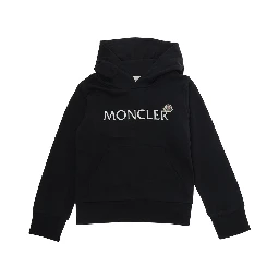 Black Hoodie "Hoodie with Lettering Logo and Logo Patch on the Front" in Cotton for Kids