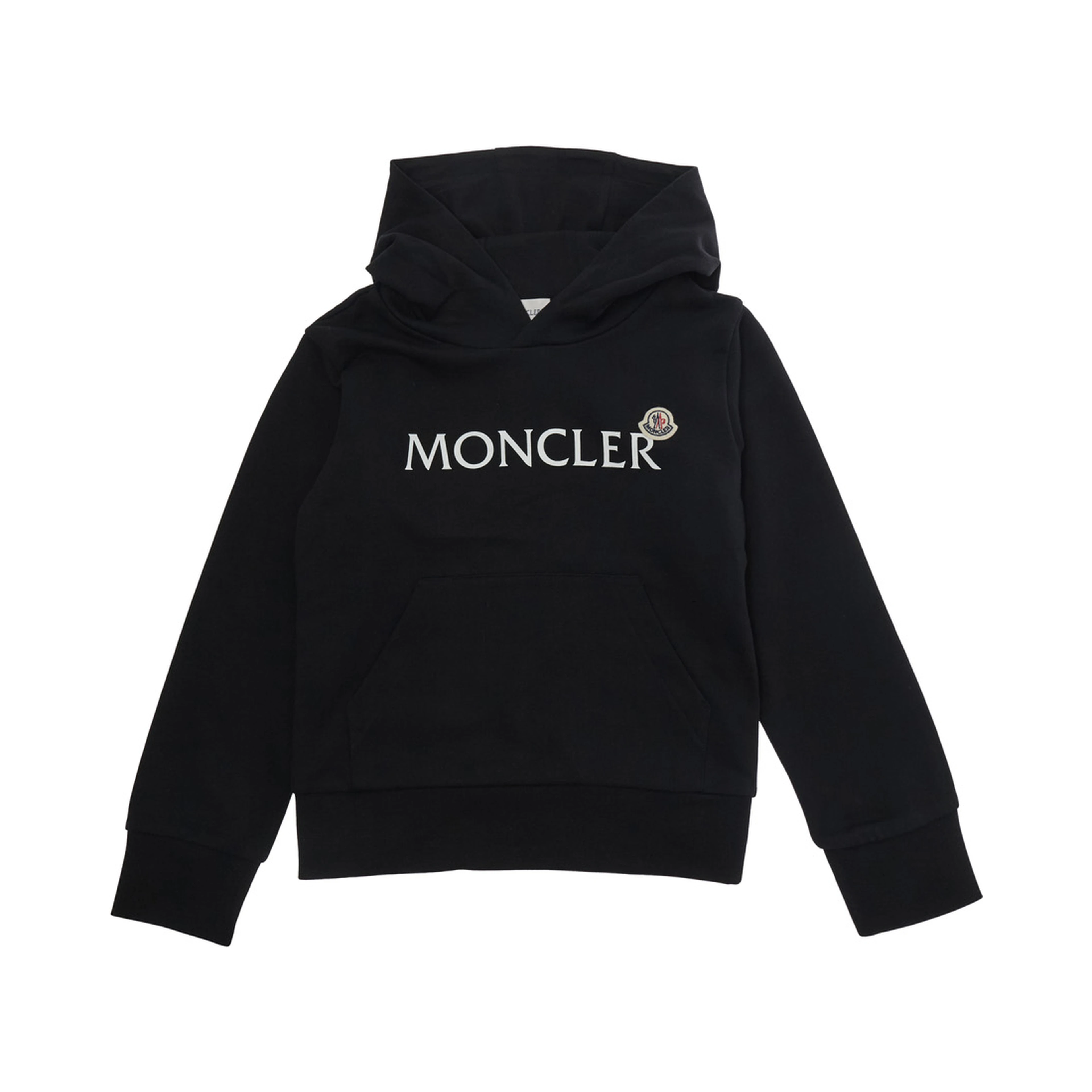 Black Hoodie "Hoodie with Lettering Logo and Logo Patch on the Front" in Cotton for Kids