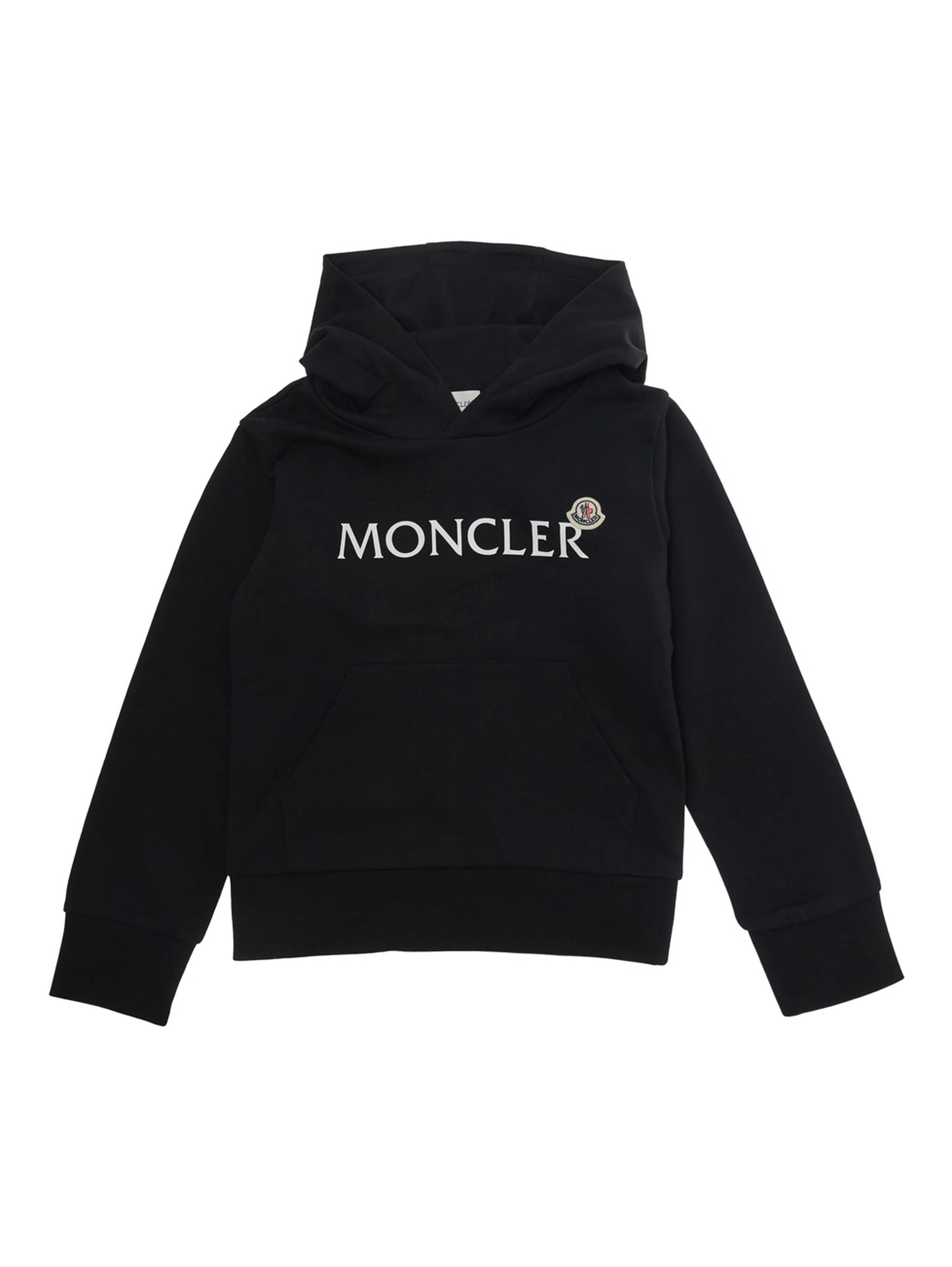 Black Hoodie "Hoodie with Lettering Logo and Logo Patch on the Front" in Cotton for Kids