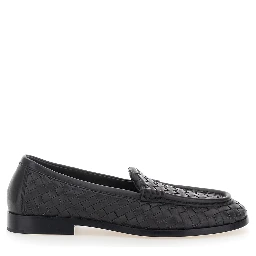 Silenzio Brown Loafers with Rounded Toe and Intreccio Motif in Leather for Women