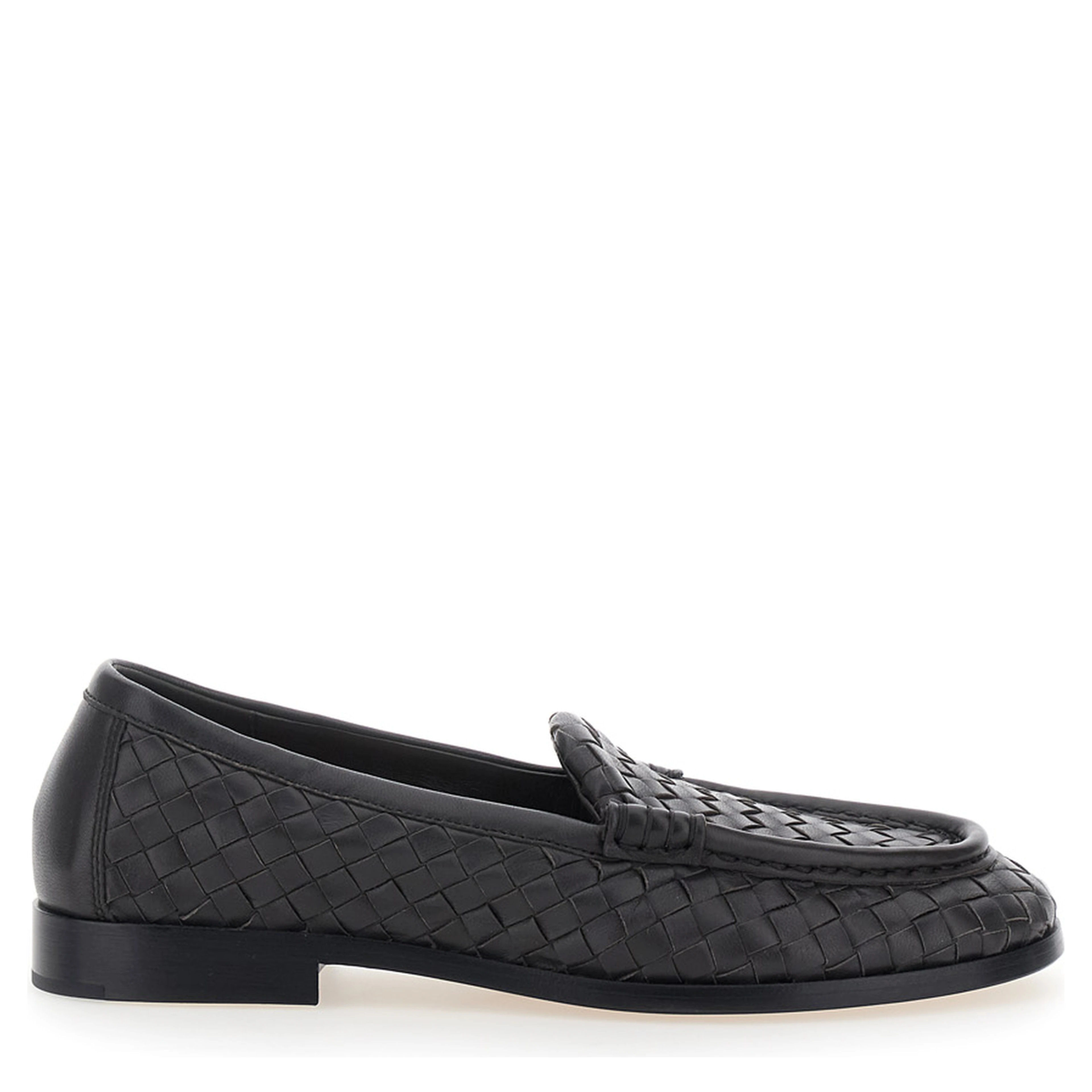 Silenzio Brown Loafers with Rounded Toe and Intreccio Motif in Leather for Women