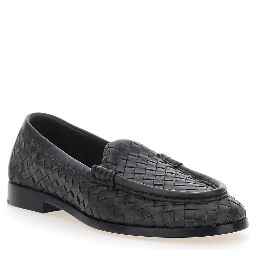 Silenzio Brown Loafers with Rounded Toe and Intreccio Motif in Leather for Women