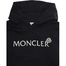 Black Hoodie "Hoodie with Lettering Logo and Logo Patch on the Front" in Cotton for Kids