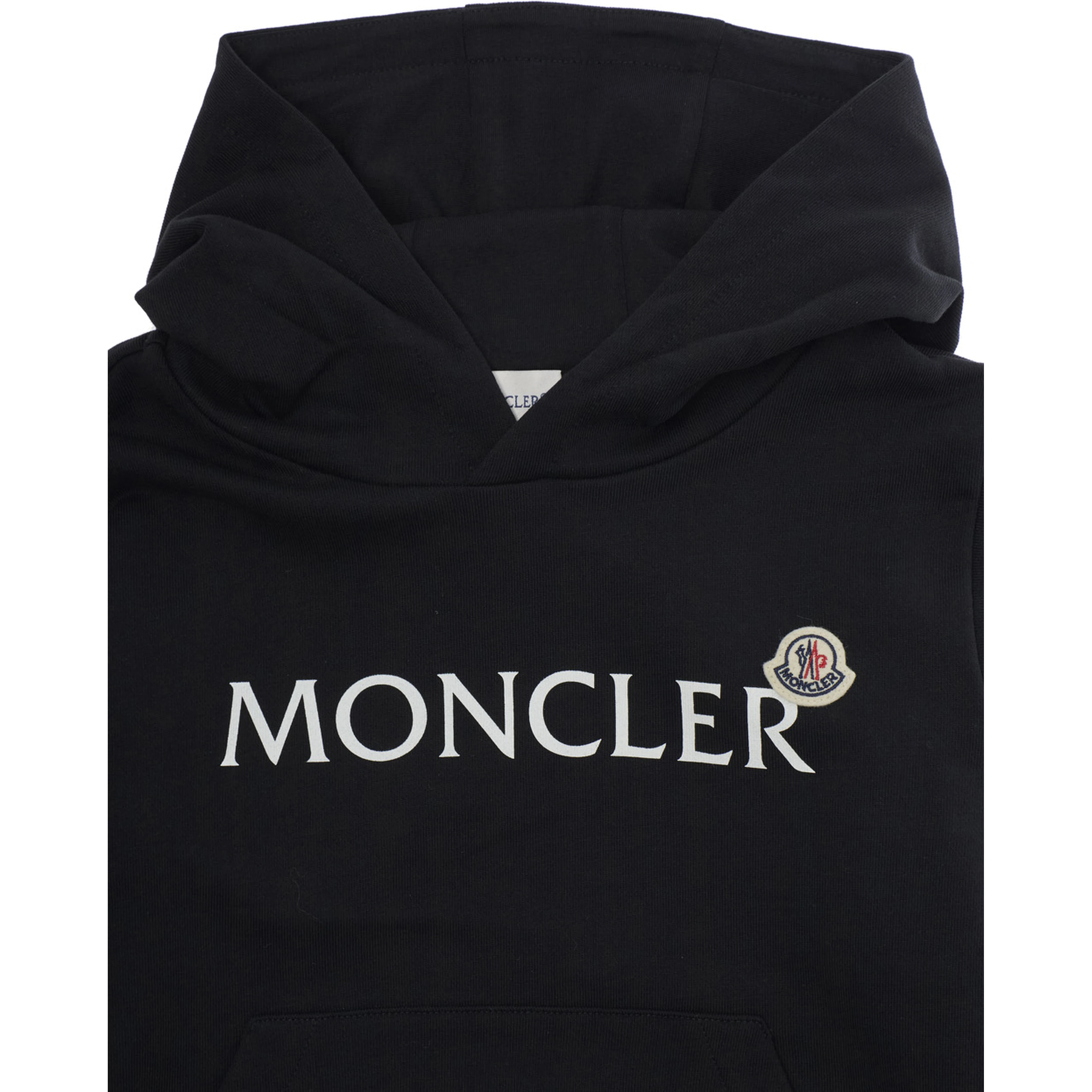Black Hoodie "Hoodie with Lettering Logo and Logo Patch on the Front" in Cotton for Kids