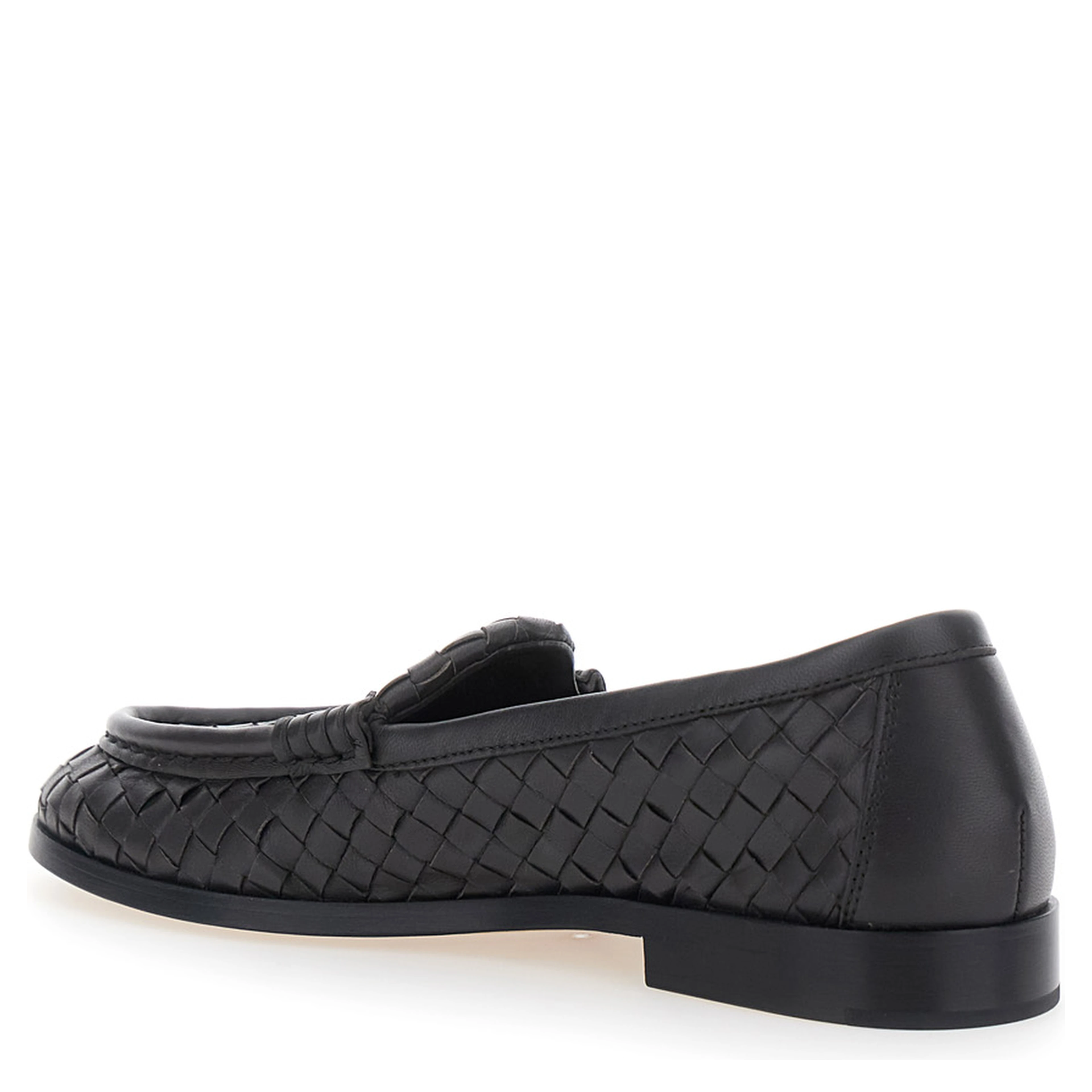 Silenzio Brown Loafers with Rounded Toe and Intreccio Motif in Leather for Women