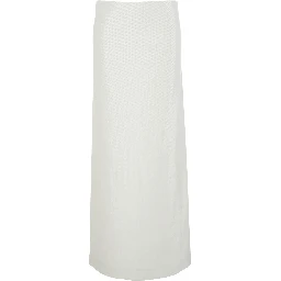White Skirt with hidden zip closure and sequins in tech fabric for women