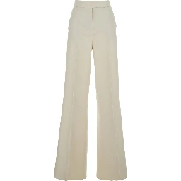 Beige High-Waisted Linen Pants for Women