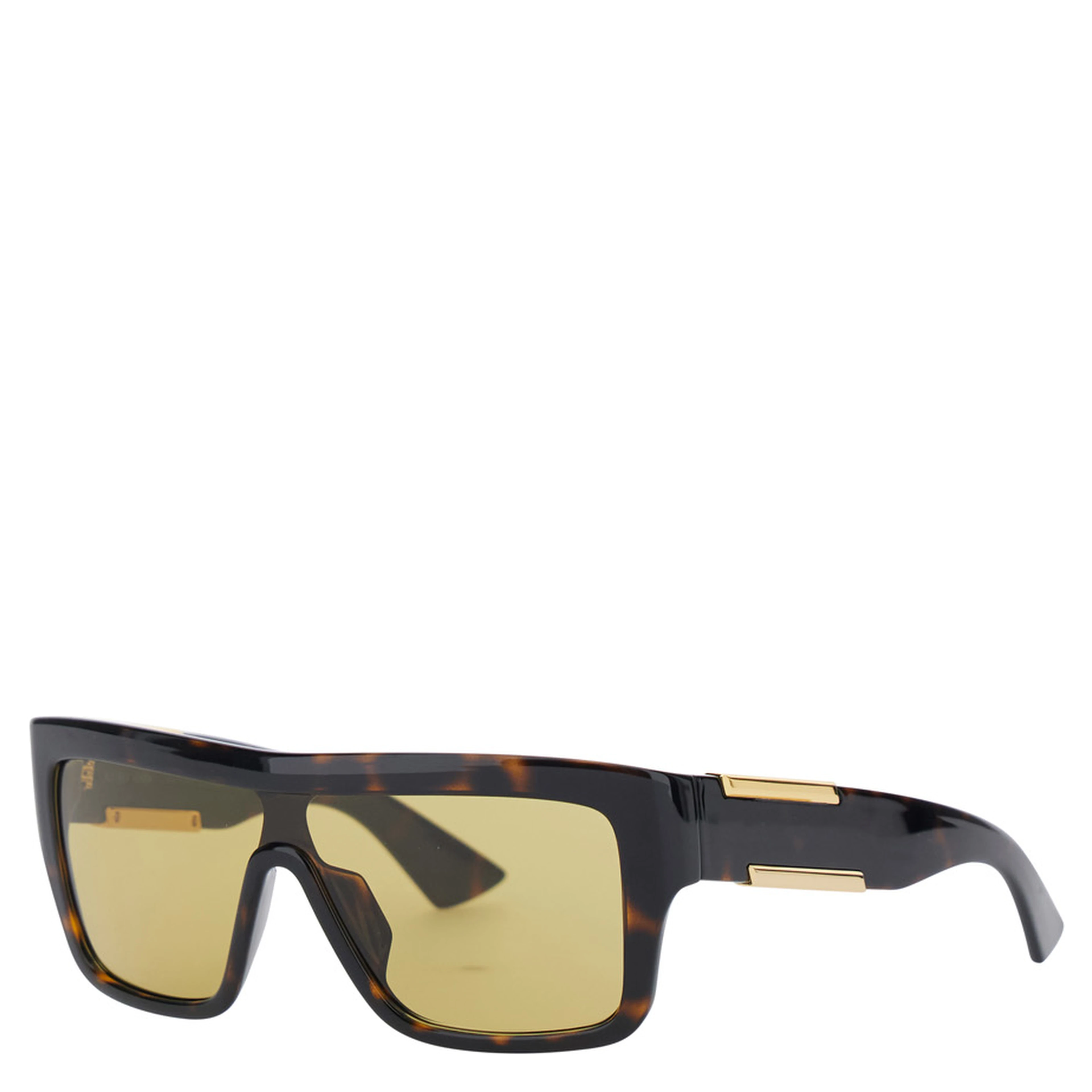Brown Aviator Sunglasses with Square Lenses and Metal Plates on the Side in Plastic for Women