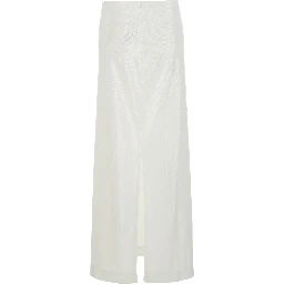 White Skirt with hidden zip closure and sequins in tech fabric for women