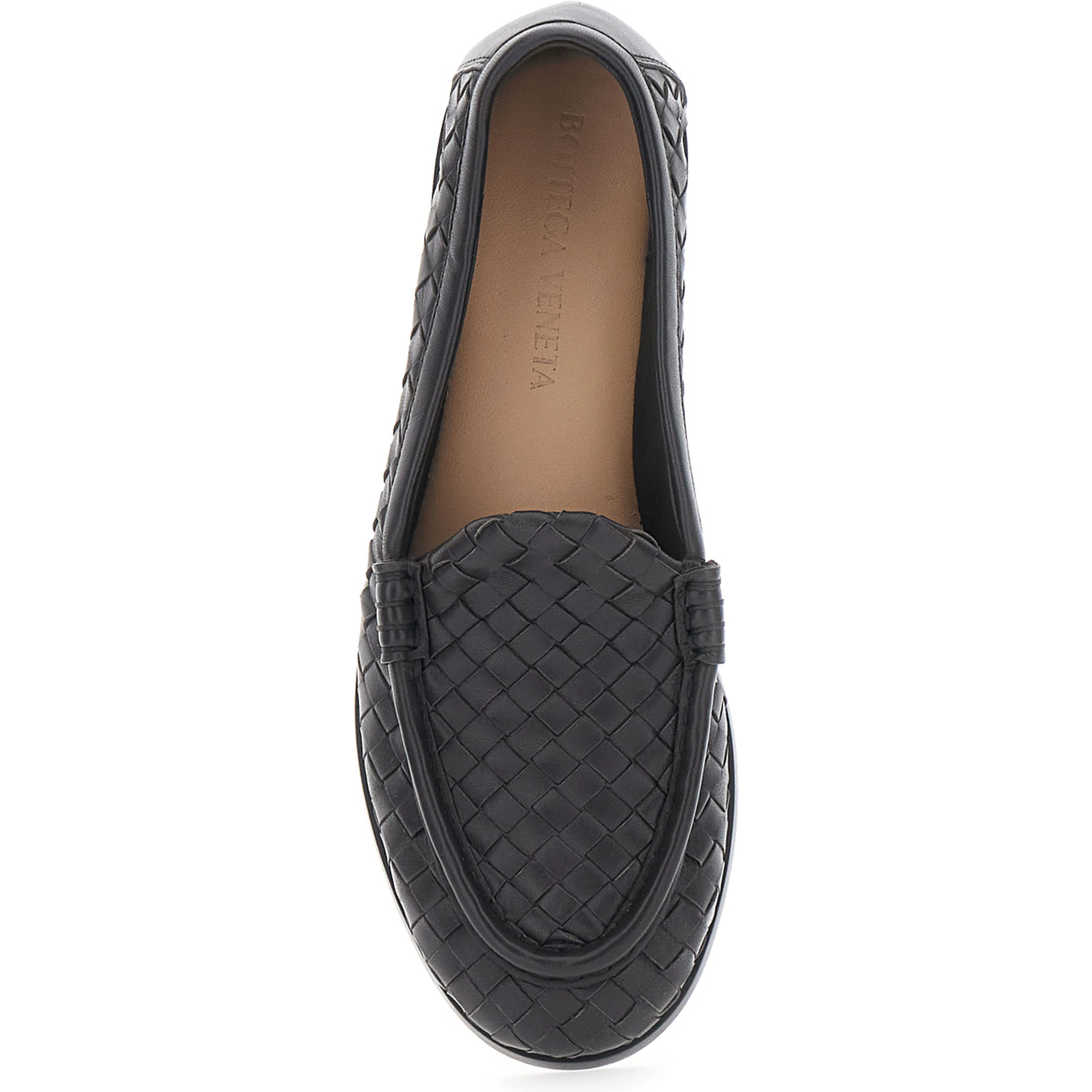 Silenzio Brown Loafers with Rounded Toe and Intreccio Motif in Leather for Women