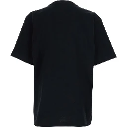 Black Crew Neck T-Shirt with Front Embroidery in Cotton for Men
