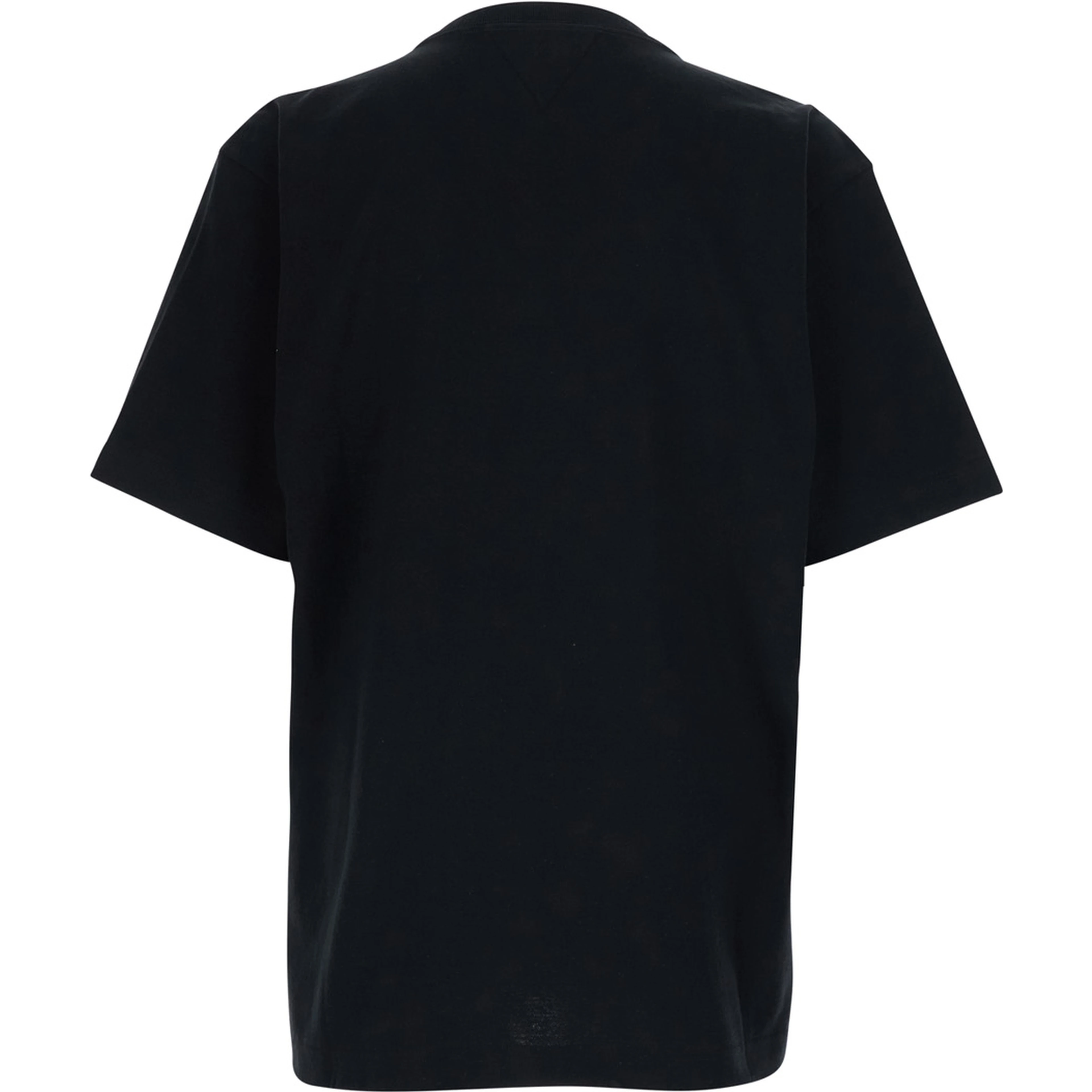 Black Crew Neck T-Shirt with Front Embroidery in Cotton for Men
