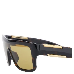 Brown Aviator Sunglasses with Square Lenses and Metal Plates on the Side in Plastic for Women