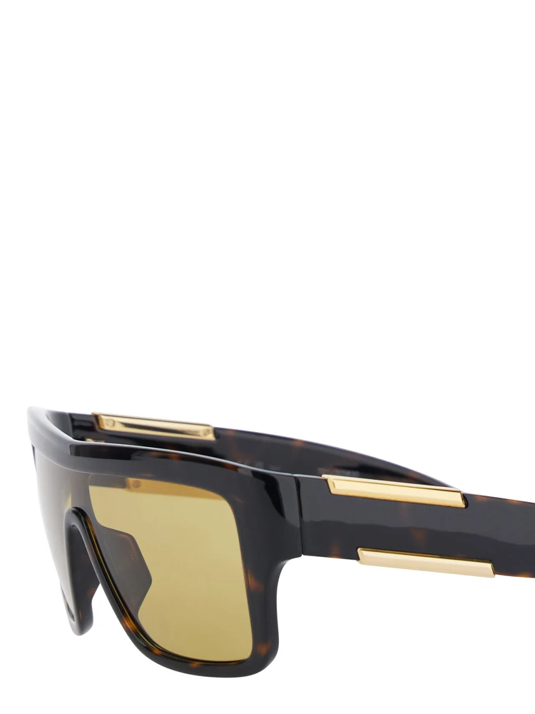Brown Aviator Sunglasses with Square Lenses and Metal Plates on the Side in Plastic for Women alternative