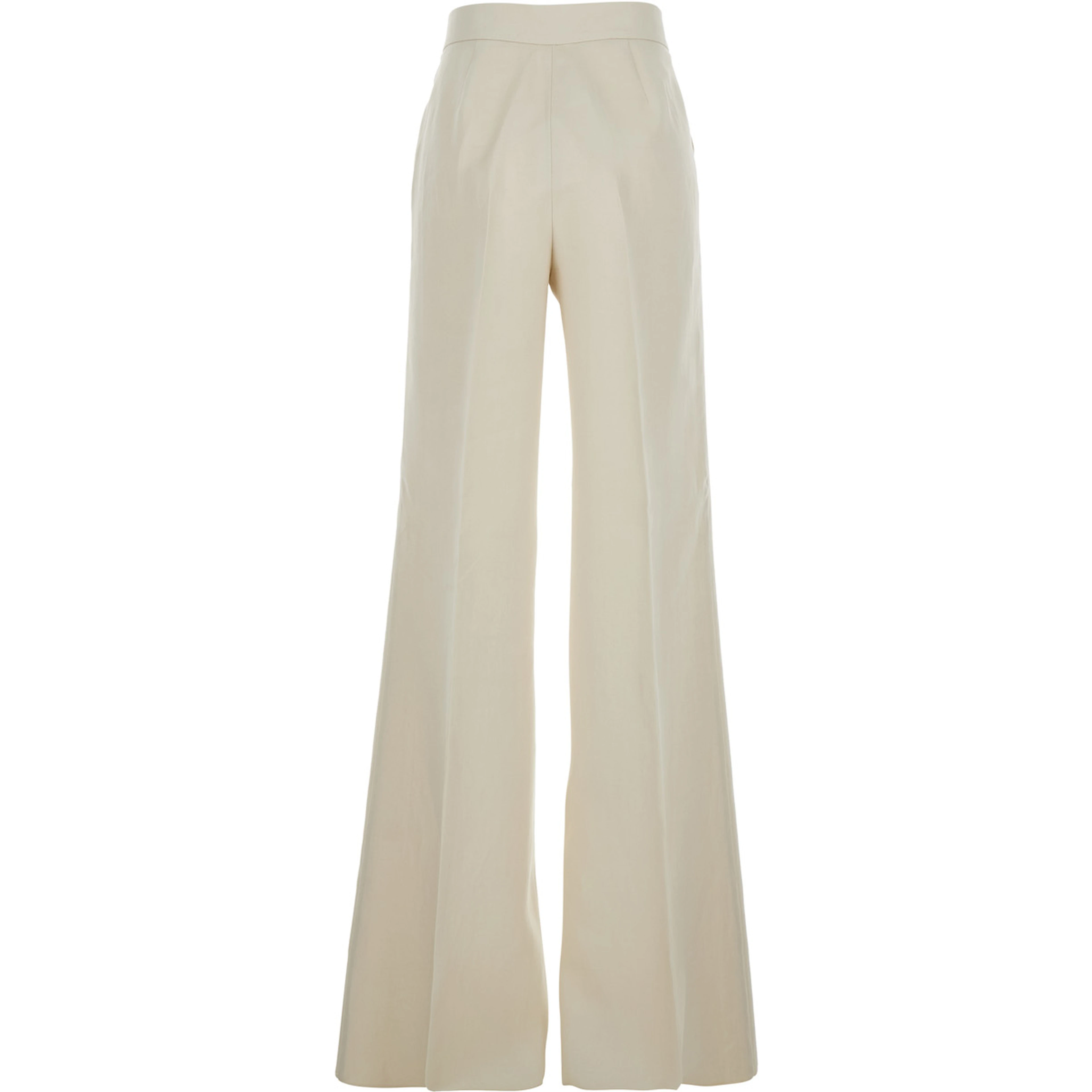 Beige High-Waisted Linen Pants for Women
