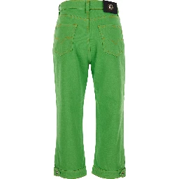 Capri Green Five-Pocket Jeans with Medusa Patch on the Back In cotton for Women