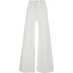 Lemony White Jeans with Logo Patch on the Rear  in Denim Woman