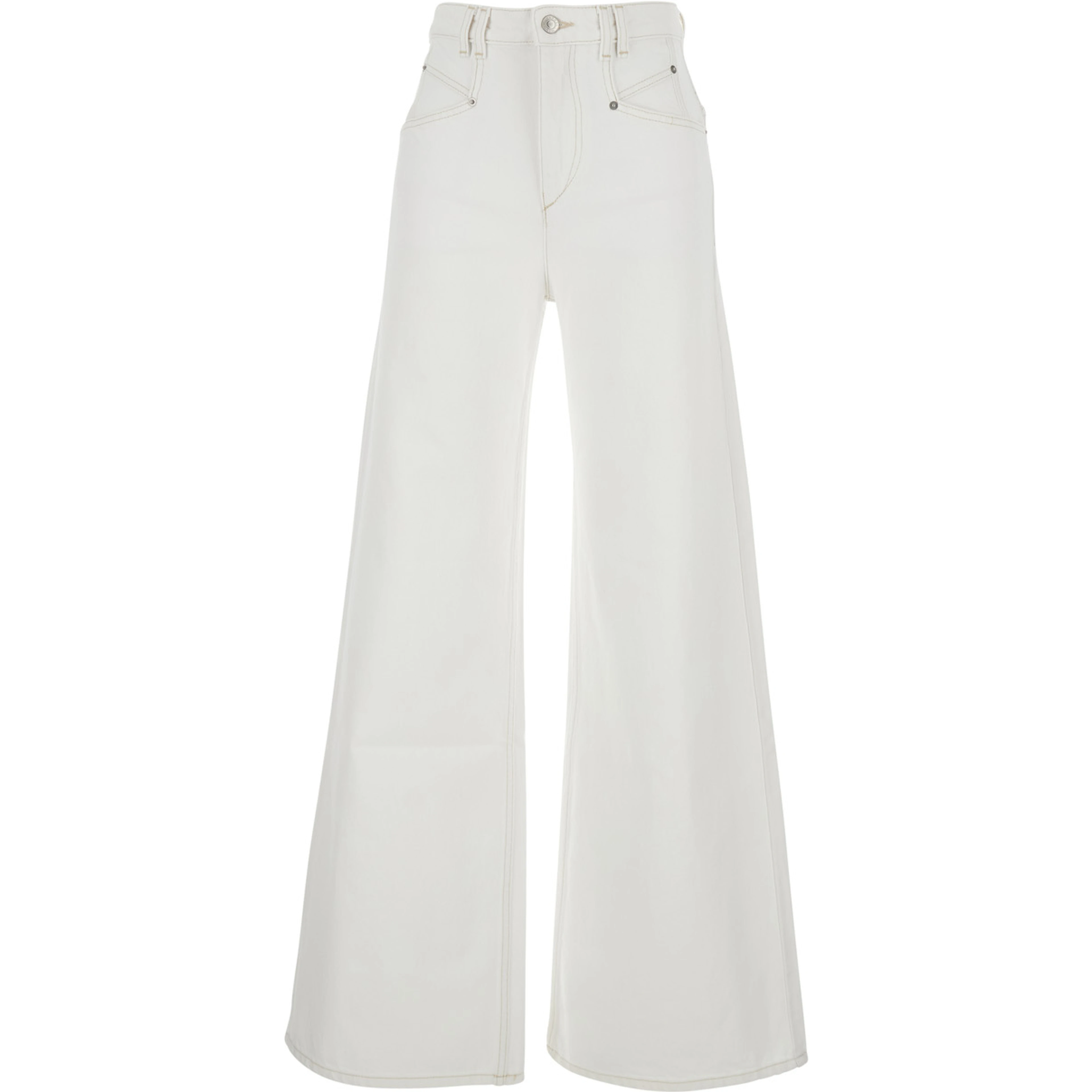 Lemony White Jeans with Logo Patch on the Rear  in Denim Woman